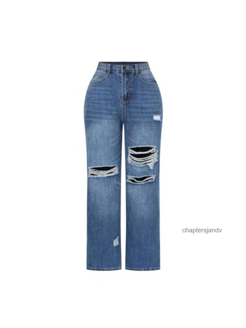 High Waisted Wide Leg Stretch Distressed Denim Jeans